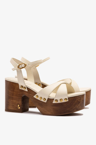 Sandália Plataforma Talitha Couro Off White