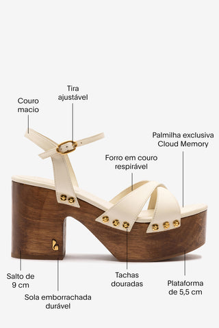 Sandália Plataforma Talitha Couro Off White
