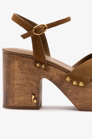 Sandália Plataforma Talitha Camurça Caramelo