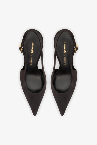 Larroudé x Nicolò B.: Slingback Grace Cetim Preto Pump Larroudé x Nicolò Beretta