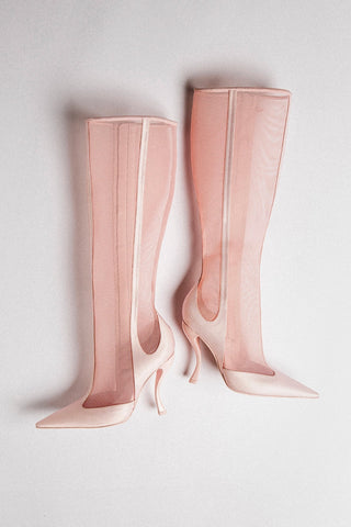 Larroudé By Nicolò B.: Bota Zuzu Cetim e Tela Rosa