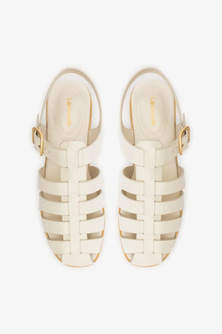 Sandália Flat Stevie Couro Off White Womens - Shoes - Flats Larroudé