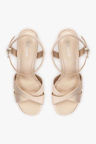 Sandália Plataforma Bianca High Couro Champagne