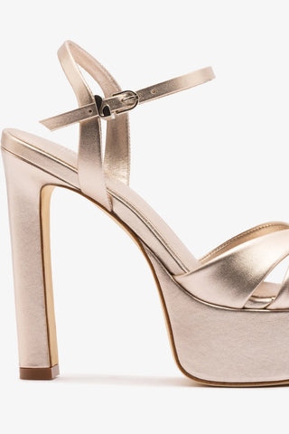 Sandália Plataforma Bianca High Couro Champagne