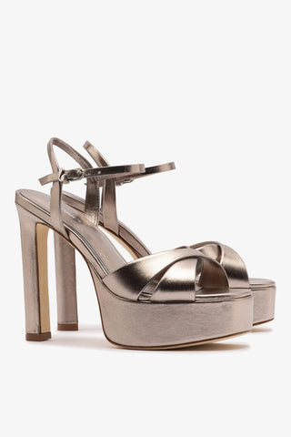 Sandália Plataforma Bianca High Couro Bronze