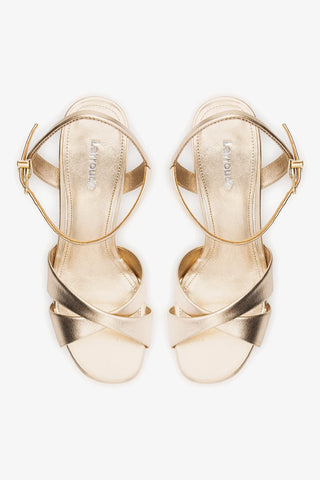 Sandália Plataforma Bianca High Couro Dourado