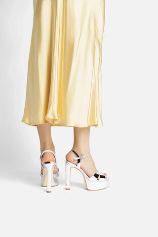 Sandália Plataforma Bianca High Espelhado Prateado