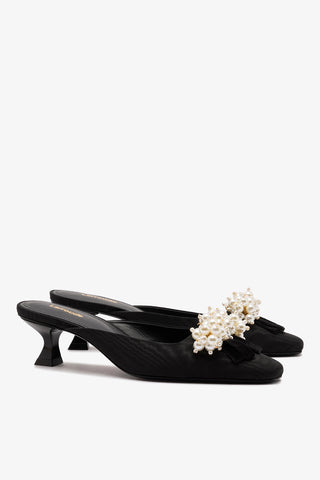 Mule Amal Pearl Seda Preto