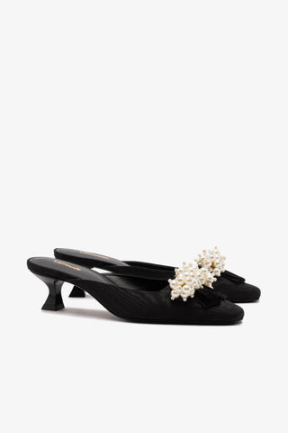Mule Amal Pearl Seda Preto