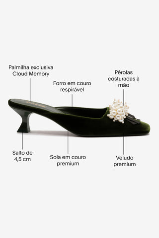Mule Amal Pearl Seda Preto Womens - Shoes - Mules Larroudé