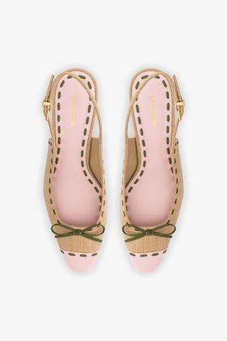 Slingback Jenny Ráfia Bege e Couro Rosa e Verde Womens - Shoes - Pumps Larroudé