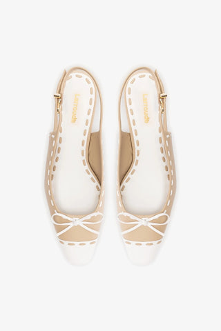 Slingback Jenny Couro Bege e Couro Verniz Branco Womens - Shoes - Pumps Larroudé