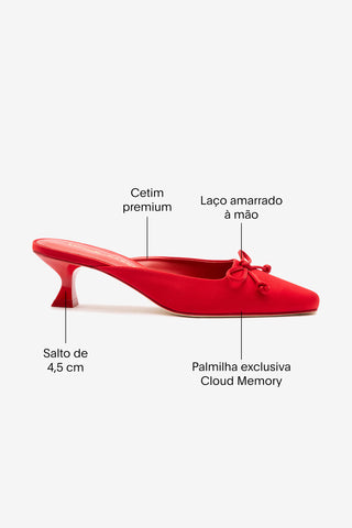 Larroudé x Parke: Mule Cetim Vermelho Womens - Shoes - Mules Larroudé x Parke