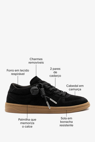 Tênis George Camurça Preto Sneaker Larroudé