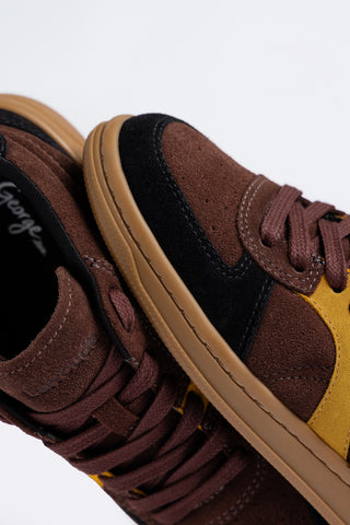 Tênis George Camurça Marrom e Amarelo Sneaker Larroudé