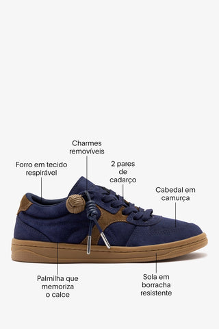 Tênis George Camurça Azul Sneaker Larroudé