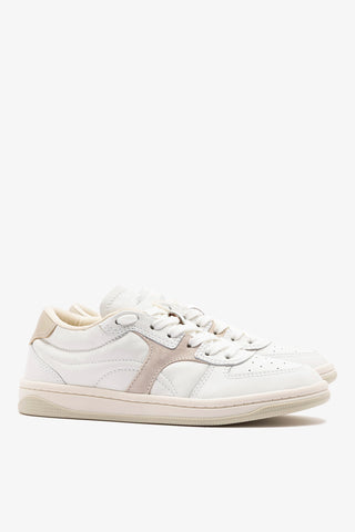 Tênis George Couro Branco e Camurça Cinza