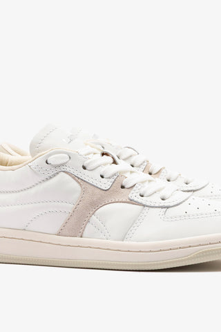 Tênis George Couro Branco e Camurça Cinza