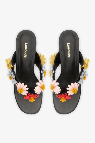 Sandália Fiore Couro Preto Sandal Larroudé