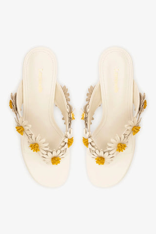 Sandália Fiore Couro Off White Sandal Larroudé