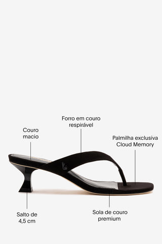 Sandália Gaia Low Camurça Preto Womens - Shoes - Mules Larroudé