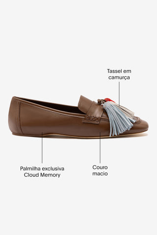Mocassim Suki Tassel Couro Marrom