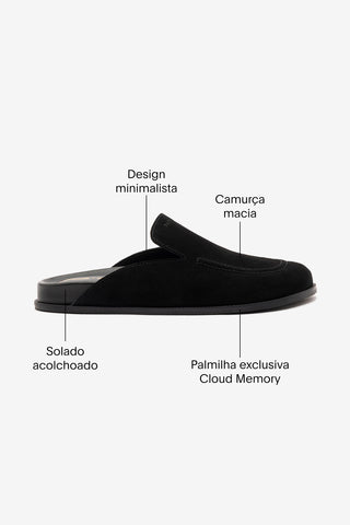 Larroudé x Parke: Mule Clog Camurça Preto
