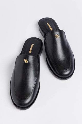 Mule Margaux Couro Preto Mule Larroudé