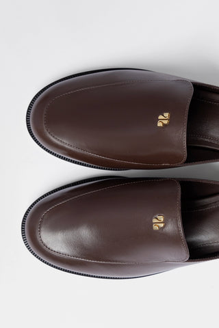 Mule Margaux Couro Marrom Mule Larroudé