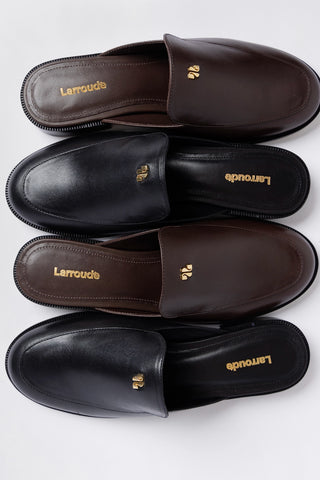 Mule Margaux Couro Marrom Mule Larroudé