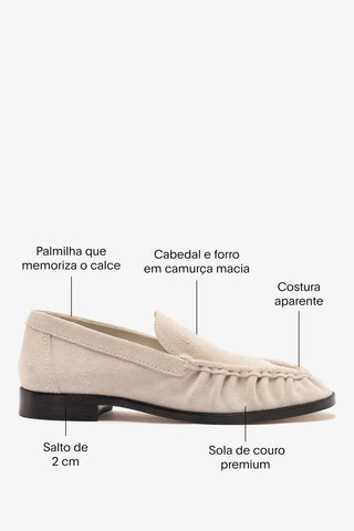 Mocassim Margaux Camurça Cinza Loafer Larroudé