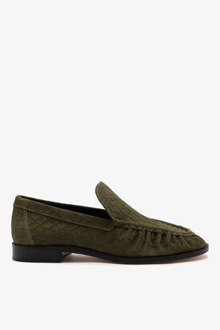 Mocassim Margaux Camurça Croco Verde Loafer Larroudé