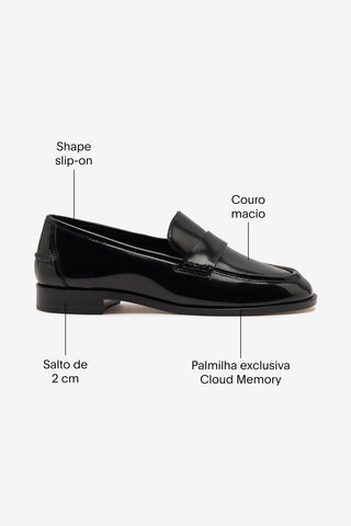 Larroudé x Parke: Mocassim Couro Preto