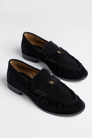 Mocassim Suki Soft Camurça Preto Loafer Larroudé