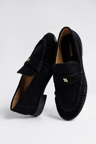 Mocassim Suki Soft Camurça Preto Loafer Larroudé
