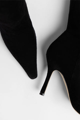 Bota Carine Fur Camurça Preto Boot Larroudé