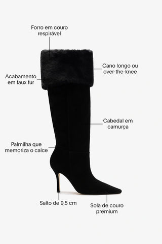 Bota Carine Fur Camurça Preto
