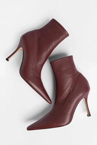 Bota Carine Mini Couro Stretch Bordô Boot Larroudé