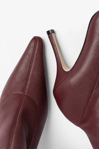 Bota Carine Mini Couro Stretch Bordô Boot Larroudé