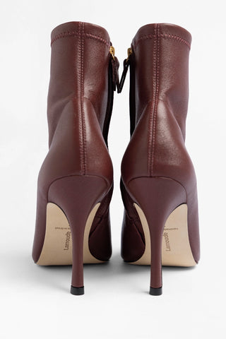 Bota Carine Mini Couro Stretch Bordô Boot Larroudé
