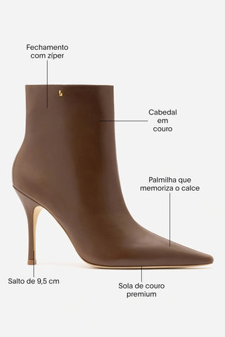 Bota Carine Mini Couro Marrom Boot Larroudé