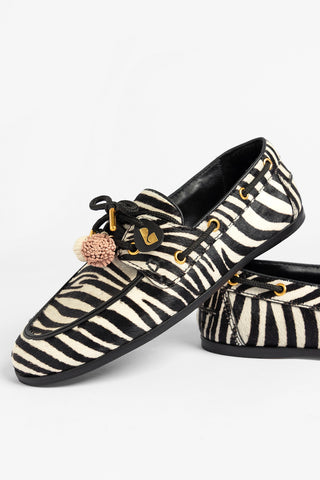 Mocassim Boat Shoe Cyprus Couro Zebra Loafer Larroudé