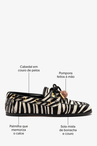 Mocassim Boat Shoe Cyprus Couro Zebra Loafer Larroudé