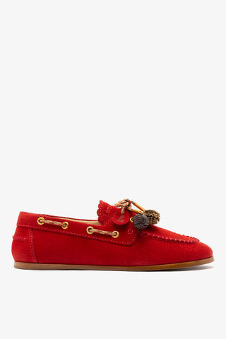 Mocassim Boat Shoe Cyprus Camurça Vermelho Loafer Larroudé