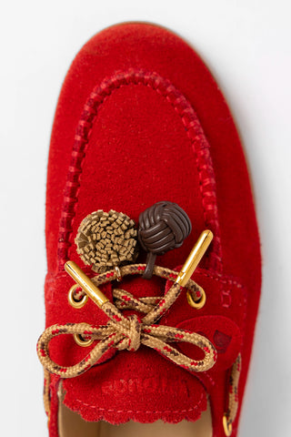 Mocassim Boat Shoe Cyprus Camurça Vermelho Loafer Larroudé
