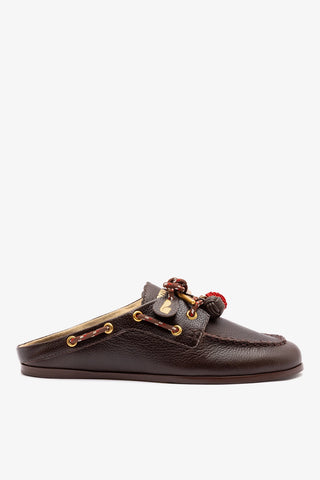 Mule Cyprus Couro Marrom