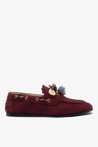 Mocassim Boat Shoe Cyprus Camurça Bordô Loafer Larroudé
