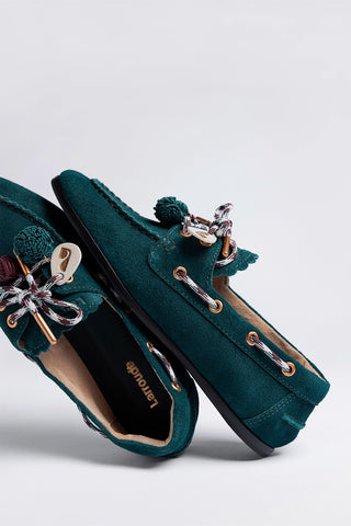 Mocassim Boat Shoe Cyprus Camurça Azul Loafer Larroudé