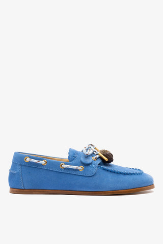 Mocassim Boat Shoe Cyprus Camurça Azul Loafer Larroudé