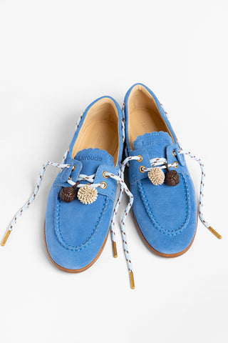 Mocassim Boat Shoe Cyprus Camurça Azul Loafer Larroudé